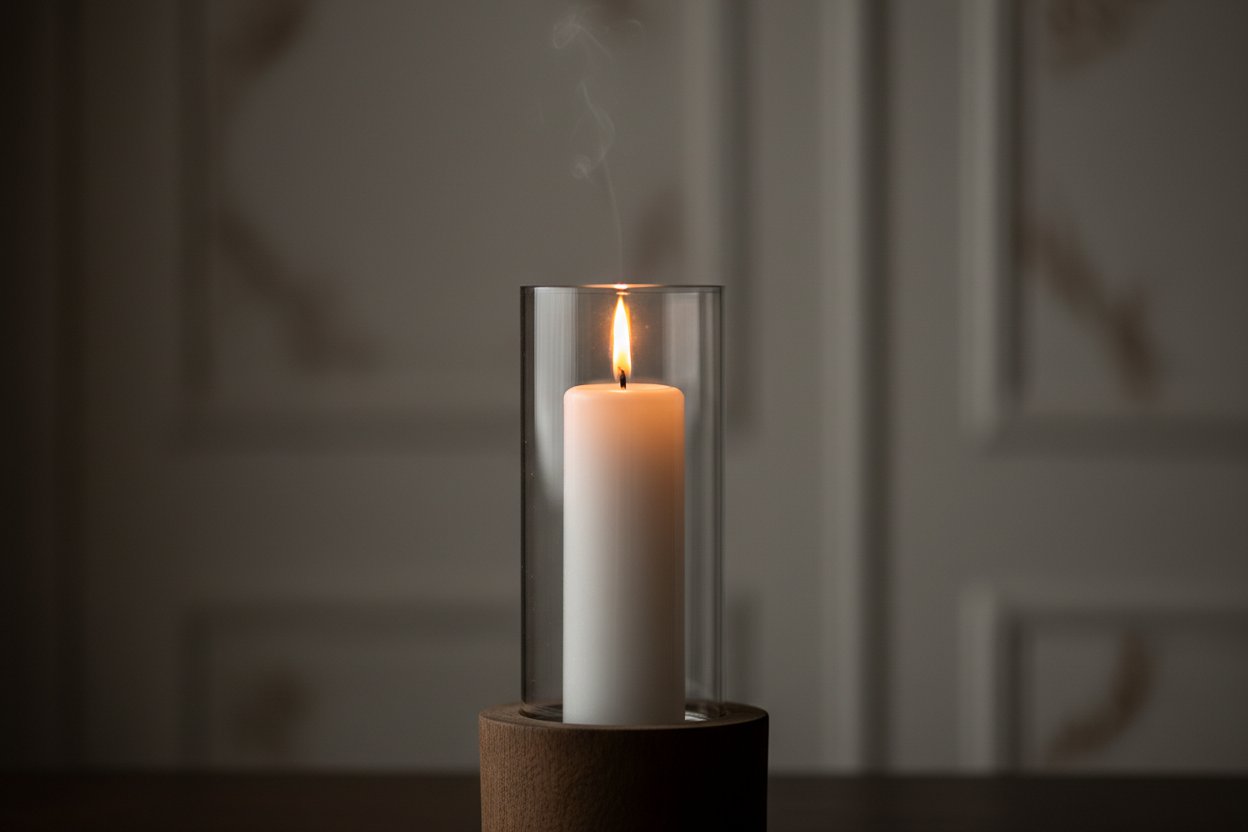Elegant candle with warm glow